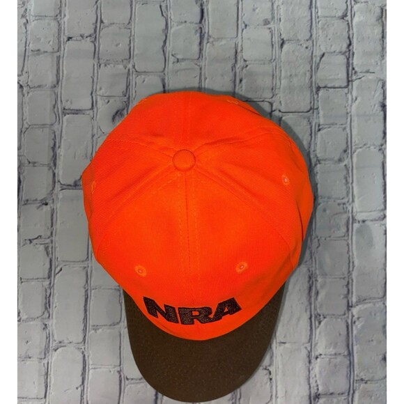 NRA Cap Hat Unisex Adjustable Strap Color Safety Orange Embroidered Logo - Picture 4 of 12